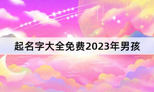 起名字大全免费2023年男孩