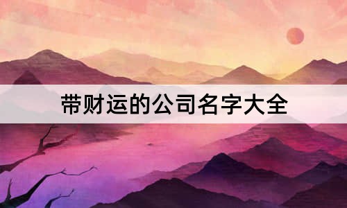 带财运的公司名字大全